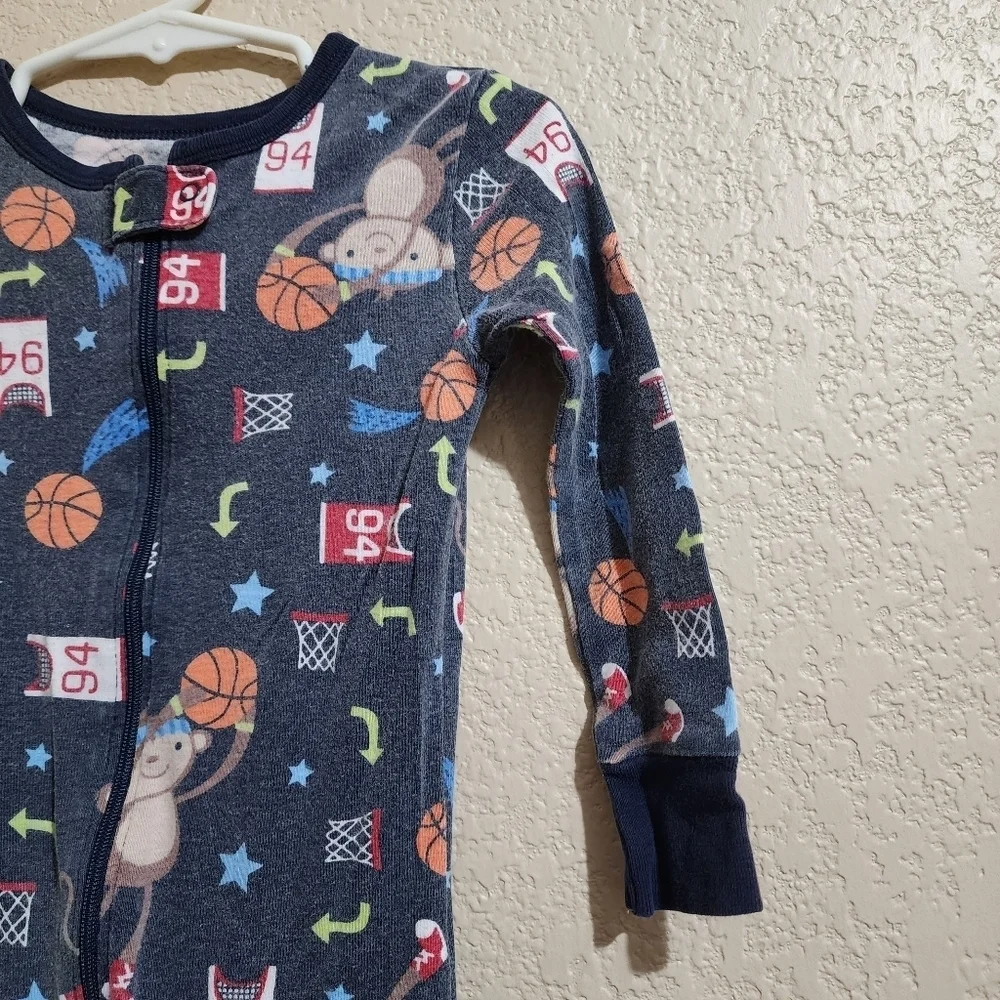 Old Navy monkey basketball zip up footie pajama Size 2T